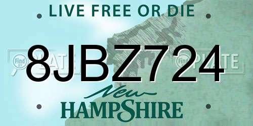 8JBZ724 New Hampshire License Plate