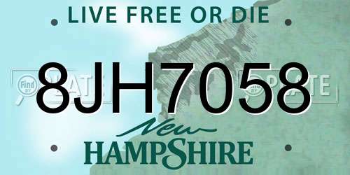 8JH7058 New Hampshire License Plate