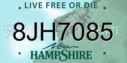 8JH7085 New Hampshire License Plate