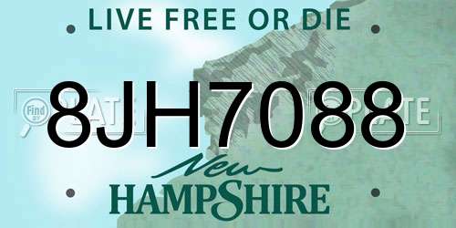 8JH7088 New Hampshire License Plate