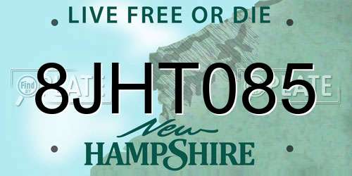 8JHT085 New Hampshire License Plate