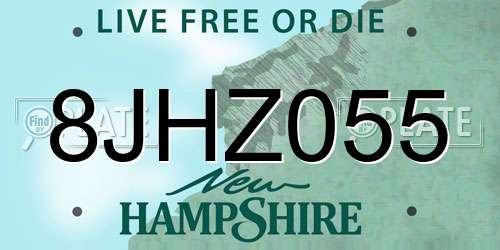 8JHZ055 New Hampshire License Plate