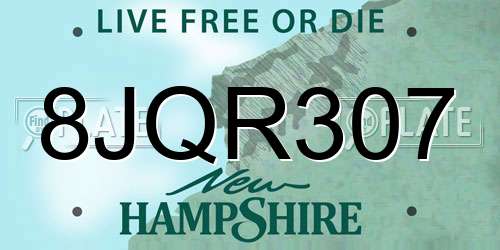 8JQR307 New Hampshire License Plate