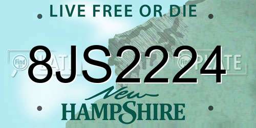 8JS2224 New Hampshire License Plate