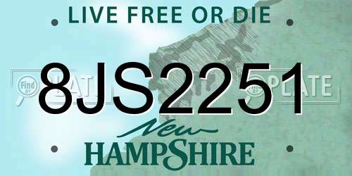 8JS2251 New Hampshire License Plate