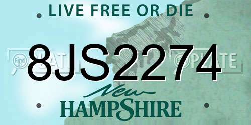 8JS2274 New Hampshire License Plate