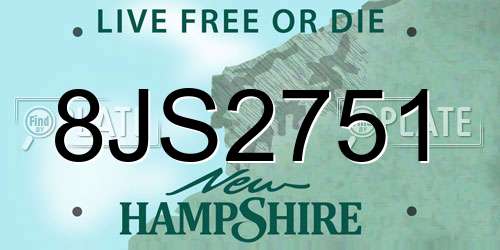 8JS2751 New Hampshire License Plate