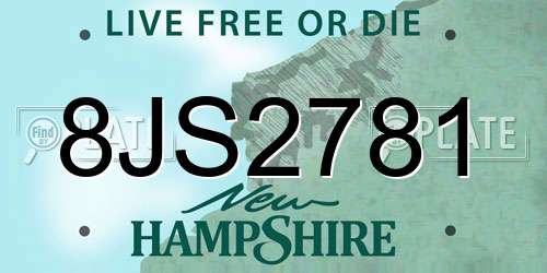 8JS2781 New Hampshire License Plate