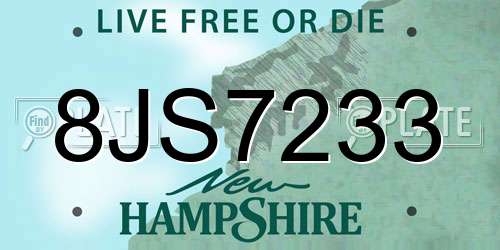 8JS7233 New Hampshire License Plate