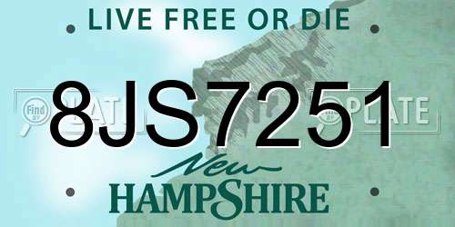 8JS7251 New Hampshire License Plate