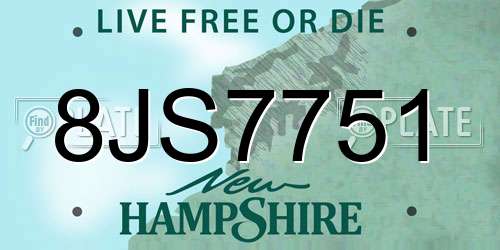 8JS7751 New Hampshire License Plate