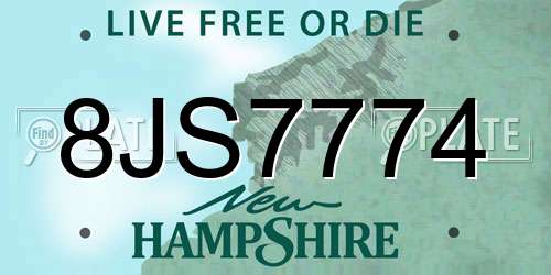 8JS7774 New Hampshire License Plate