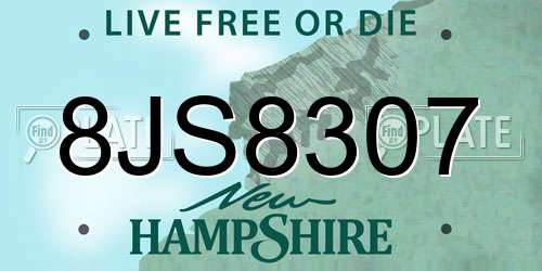 8JS8307 New Hampshire License Plate