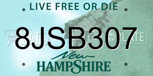 8JSB307 New Hampshire License Plate