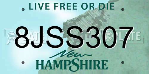 8JSS307 New Hampshire License Plate