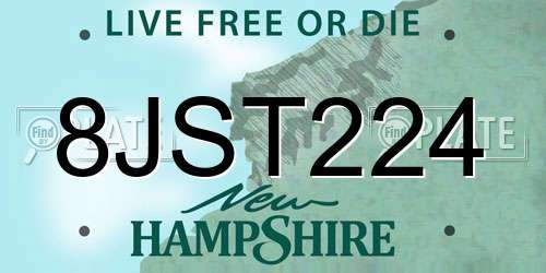 8JST224 New Hampshire License Plate