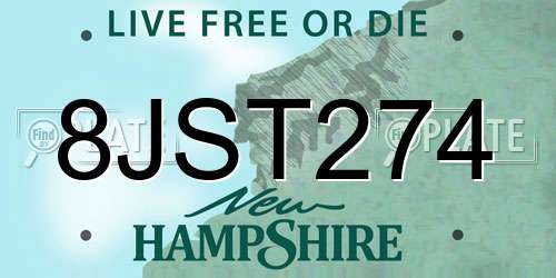 8JST274 New Hampshire License Plate