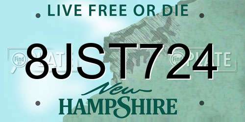 8JST724 New Hampshire License Plate