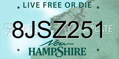8JSZ251 New Hampshire License Plate