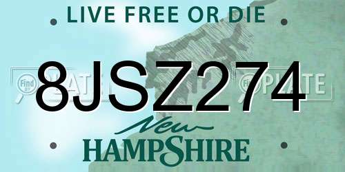 8JSZ274 New Hampshire License Plate