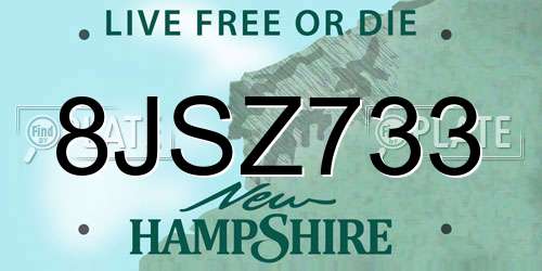 8JSZ733 New Hampshire License Plate