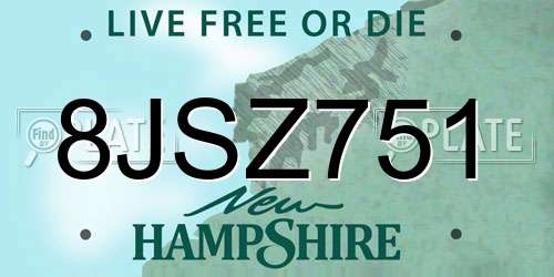 8JSZ751 New Hampshire License Plate