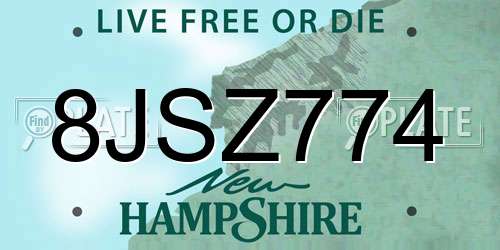 8JSZ774 New Hampshire License Plate