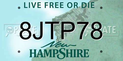8JTP78 New Hampshire License Plate