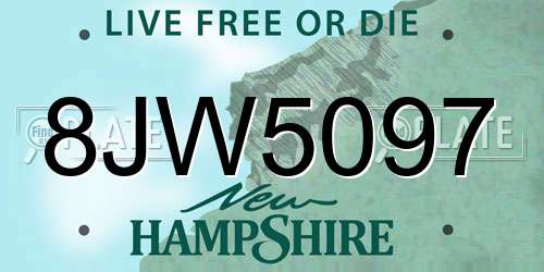 8JW5097 New Hampshire License Plate
