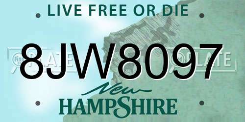 8JW8097 New Hampshire License Plate