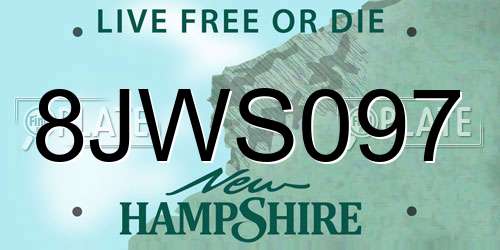 8JWS097 New Hampshire License Plate