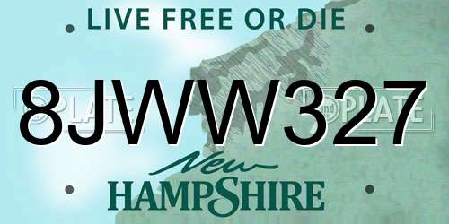 8JWW327 New Hampshire License Plate