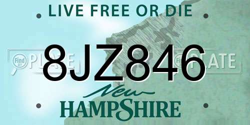 8JZ846 New Hampshire License Plate
