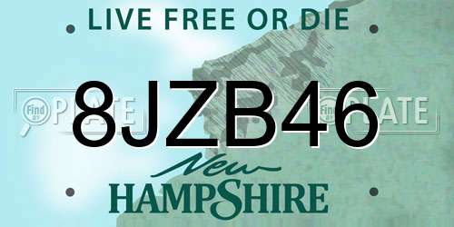 8JZB46 New Hampshire License Plate