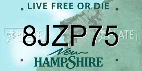 8JZP75 New Hampshire License Plate
