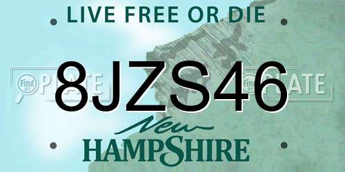 8JZS46 New Hampshire License Plate