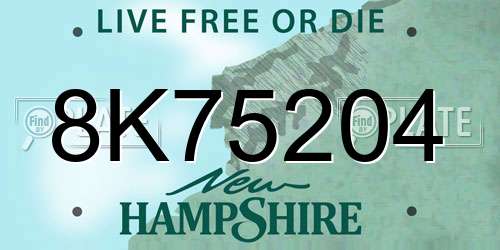 8K75204 New Hampshire License Plate