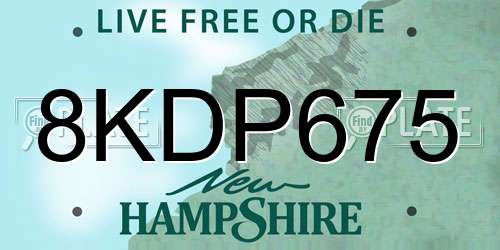 8KDP675 New Hampshire License Plate