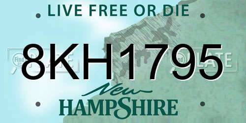 8KH1795 New Hampshire License Plate