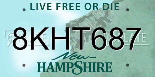 8KHT687 New Hampshire License Plate