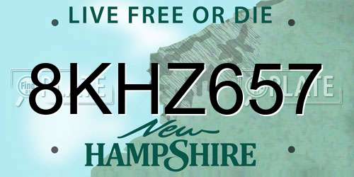8KHZ657 New Hampshire License Plate