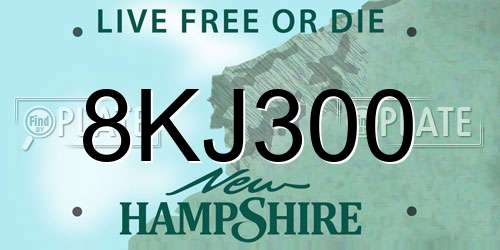8KJ300 New Hampshire License Plate