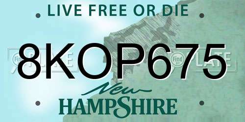 8KOP675 New Hampshire License Plate