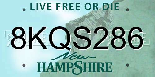 8KQS286 New Hampshire License Plate