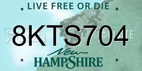 8KTS704 New Hampshire License Plate