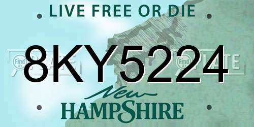 8KY5224 New Hampshire License Plate