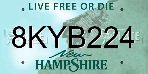 8KYB224 New Hampshire License Plate