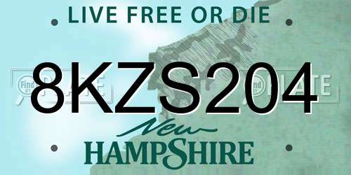 8KZS204 New Hampshire License Plate