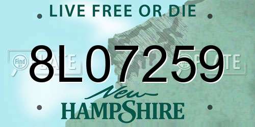 8L07259 New Hampshire License Plate