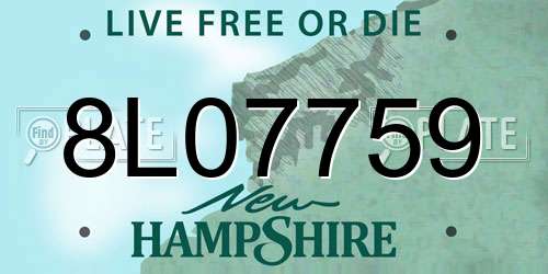 8L07759 New Hampshire License Plate